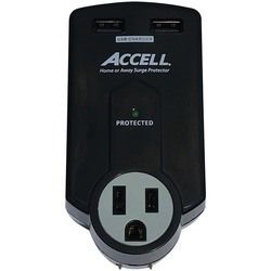 Accell Home Or Away Power Station 3-outlet Travel Surge Protector (black)