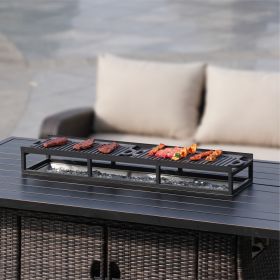 Durable Black Iron Grill Stand with Enamel-Coated Cast Iron Cooking Pans