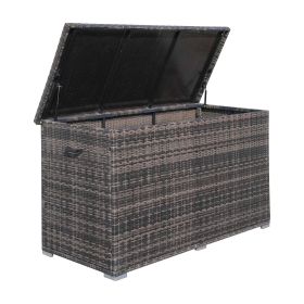 Direct Wicker Patio Brown Wicker Deck Box in Steel Frame with Storage Function