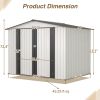 8 x 6 ft Outdoor Storage Shed, All Weather Metal Sheds with 2 Lockable Doors, Tool Shed for Garden, Backyard, Lawn,White