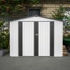 8 x 6 ft Outdoor Storage Shed, All Weather Metal Sheds with 2 Lockable Doors, Tool Shed for Garden, Backyard, Lawn,White