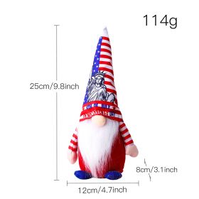 Independence Day Liberty Rudolph Doll Fan Flag American National Day Goddess Statue Hat Faceless Doll Outdoor Festive Decoration (Height: 11cm-30cm, Color: 1)