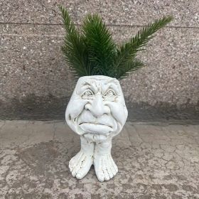 1pc Resin Planter Statue Vase, Outdoor Garden Ornaments Patio Lawn Garden Yard Entry Door Decor (Color: Angry Margaret)