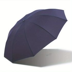 Outdoor Travel Large Folding Manual Umbrella, Rain Or Shine Dual-use Umbrella (Material: All steel, Color: Dark Blue)