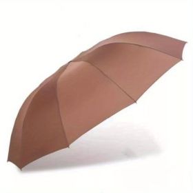 Outdoor Travel Large Folding Manual Umbrella, Rain Or Shine Dual-use Umbrella (Material: All steel, Color: Coffee Color)