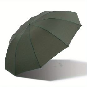 Outdoor Travel Large Folding Manual Umbrella, Rain Or Shine Dual-use Umbrella (Material: All steel, Color: Blackish Green)