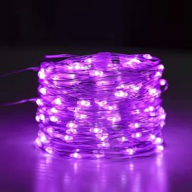 Solar Christmas String Lights; 33ft 100 LED Solar 8 Modes Outdoor Waterproof String Lights For Christmas Tree Garden Decoration (multi-color) (Color: Purple)