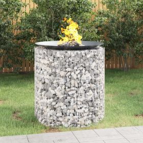 Gabion Fire Pit Ø 39.4" Galvanized Iron (Color: Silver)