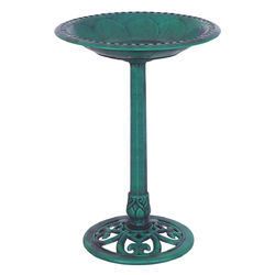 Outdoor Garden Green Pedestal Bird Bath Feeder (SKU: PS6502)