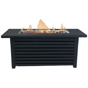 Steel Propane/Natural Gas Outdoor Fire Pit Table with Lid (Color: as Pic)