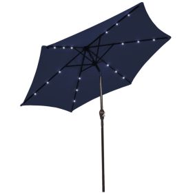 10 Feet Outdoor Patio Umbrella with Bright Solar LED Lights (Color: Dark Blue)