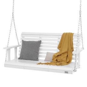 VEVOR Wooden Porch Swing 4.5 ft, Patio bench swing for Courtyard & Garden, Upgraded 880 lbs Strong Load Capacity, Heavy Duty Swing Chair Bench with Ha (Color: White, Seat Length: 4.5 ft)