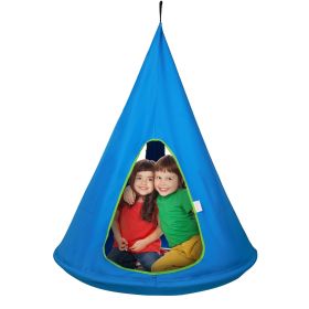 VEVOR Kids Nest Swing Chair, Hanging Hammock Chair with Adjustable Rope, Hammock Swing Chair for Kids Indoor and Outdoor Use (39" D x 52" H), 250lbs W (Color: Blue, Type: Semi-Enclosed)